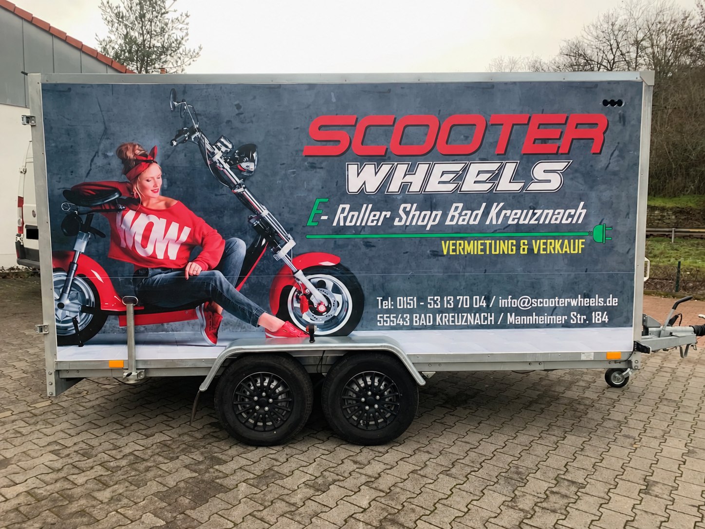 Scooter Wheels – Werbemotiv auf der seitlichen Kofferfläche