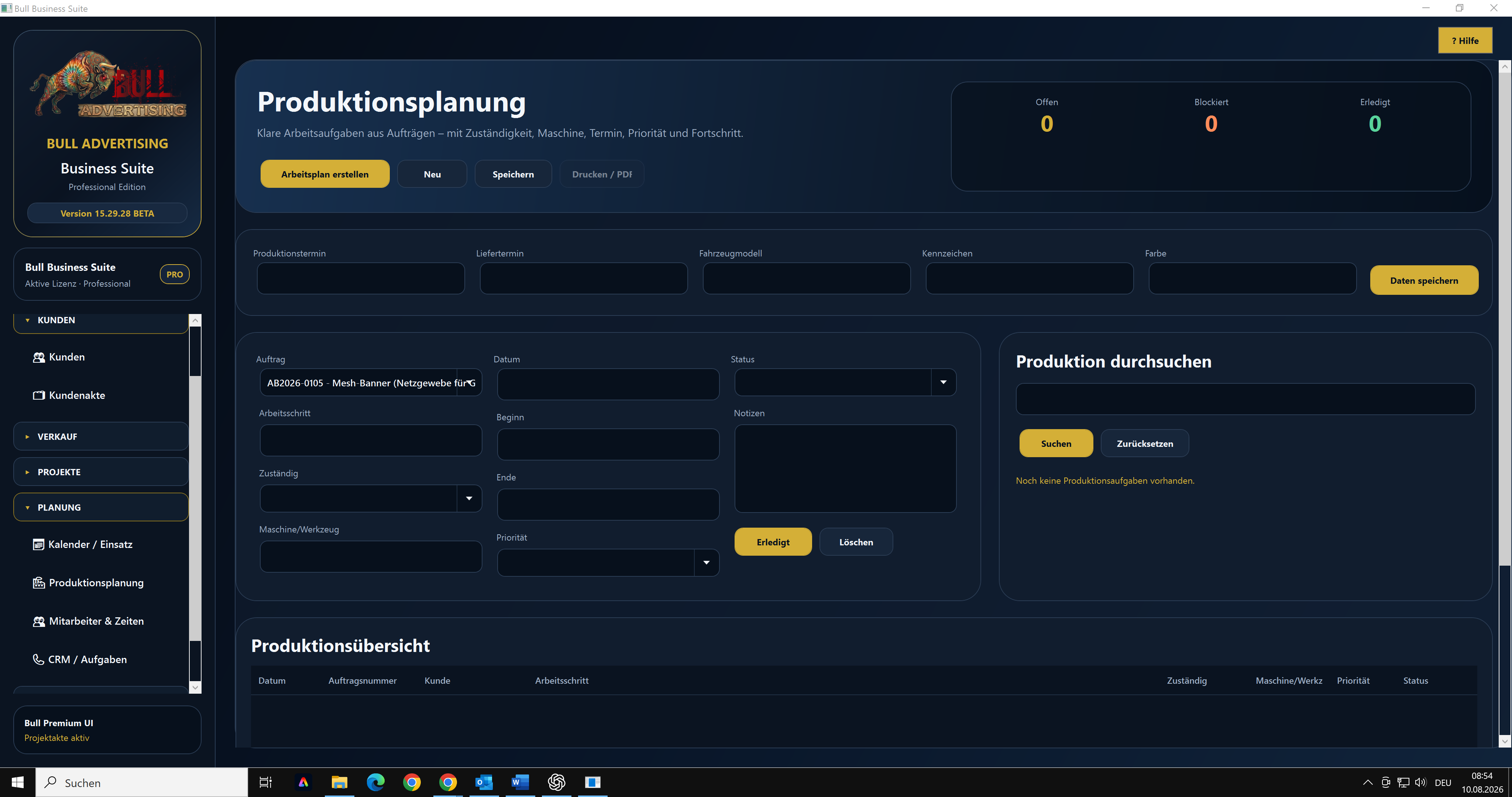 Produktion und Aufträge planen